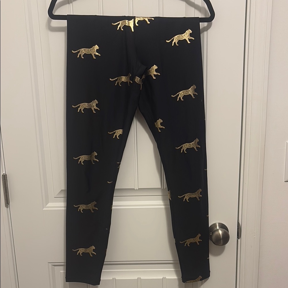 Black and Gold Metallic Tiger Print Leggings